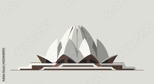 Exploring architectural wonders the lotus temple in delhi india modern design urban environment aerial view. Vector illustration