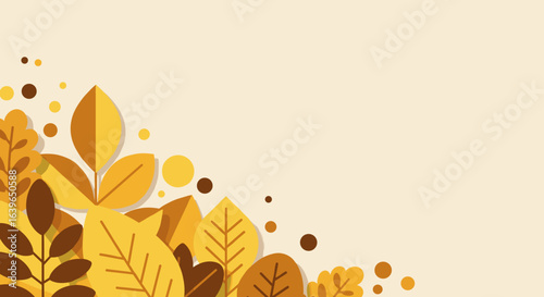 Autumn leaves falling nature scene graphic design warm colors top-down view seasonal beauty. Vector illustration