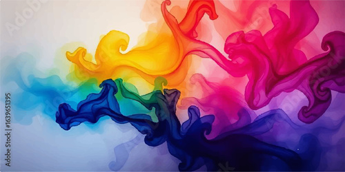 Smooth blue and purple smoke swirls on a black background, flowing in a colorful abstract design
