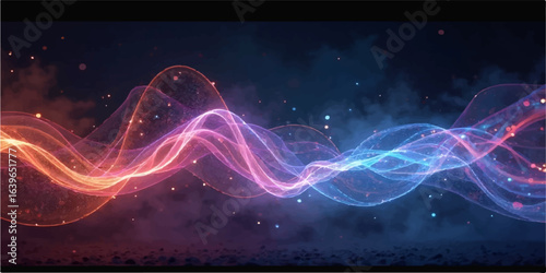 Blue glowing fractal light shapes swirl in a bright abstract background of space and energy