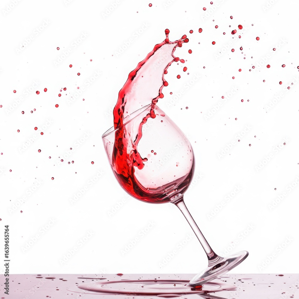Fototapeta premium Red wine splash captured in mid air