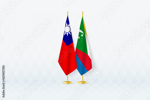 Taiwan and Comoros Flags Side by Side, Symbol of International Partnership.