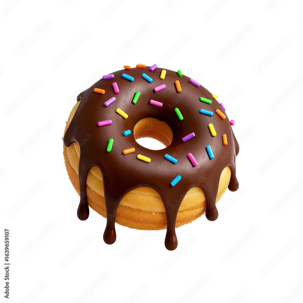 custom made wallpaper toronto digitalDelicious Chocolate Glazed Donut with Colorful Sprinkles Isolated on White Background, Generative AI