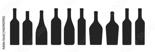 Minimalist black wine bottle silhouettes wine bottles