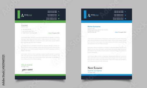Green And Blue Modern Business Letterhead Simple Clean Template Design