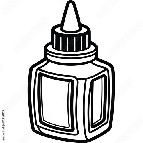 Vector art of glue bottle with applicator isolated on white background