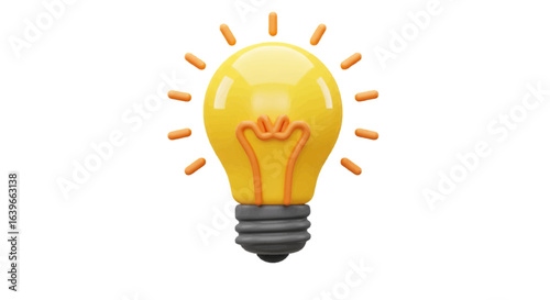 3D vector icon of a light bulb representing new business idea, plain white background