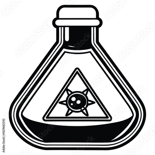 Vector art of poisonous chemical flask with biohazard symbol isolated on white background