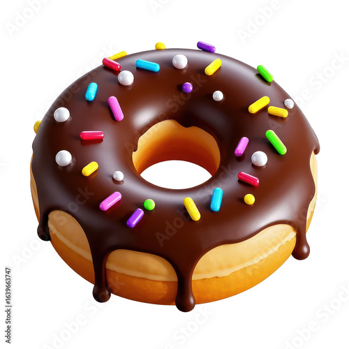 Wallpaper Mural Delicious Chocolate Glazed Donut with Colorful Sprinkles Isolated on White Background, Generative AI Torontodigital.ca