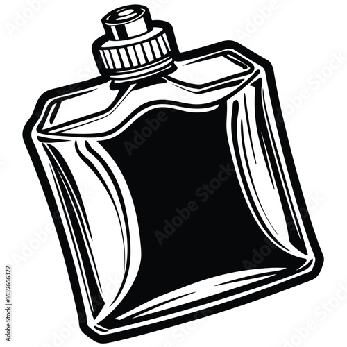 Illustration of a flat portable flask isolated on white background