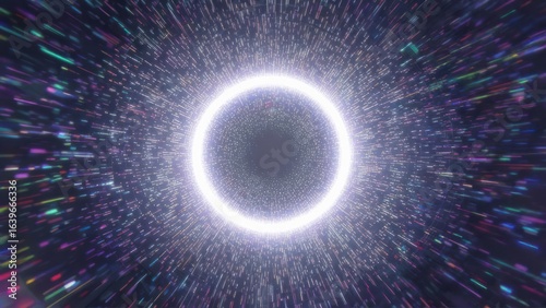 Abstract glowing ring with radiating lines