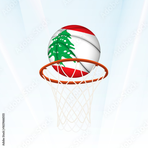Lebanon Flag Basketball Scoring Through Hoop.