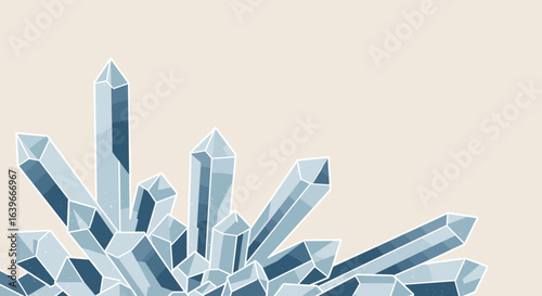Exploring crystal growth patterns nature digital art vibrant background close-up view abstract design. Vector illustration