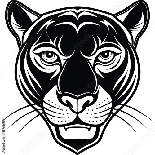 Vector art of black panther head illustration isolated on white background
