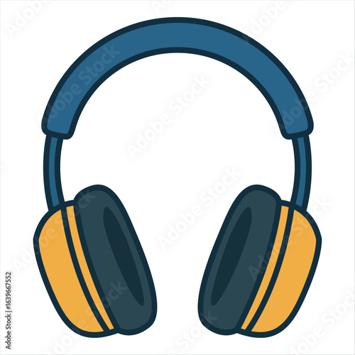 Colorful Over-Ear Headphones Vector Illustration on White Background