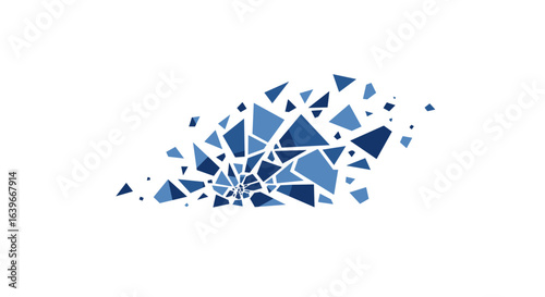 Shattered blue glass art abstract design digital creation modern aesthetic artistic perspective visual impact. Vector illustration