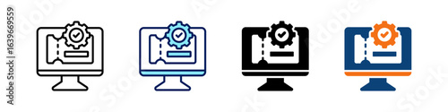 Ticketing System All In One Icon Multi Styles Vector Set