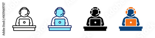 Help Desk All In One Icon Multi Styles Vector Set