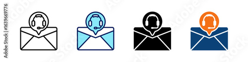 Email Support All In One Icon Multi Styles Vector Set