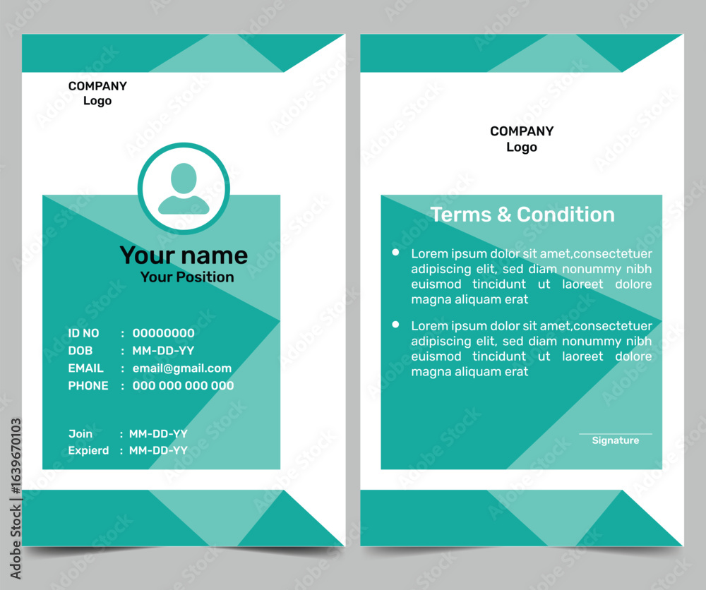 Fototapeta premium Minimalist ID card design template. Company ID card.
