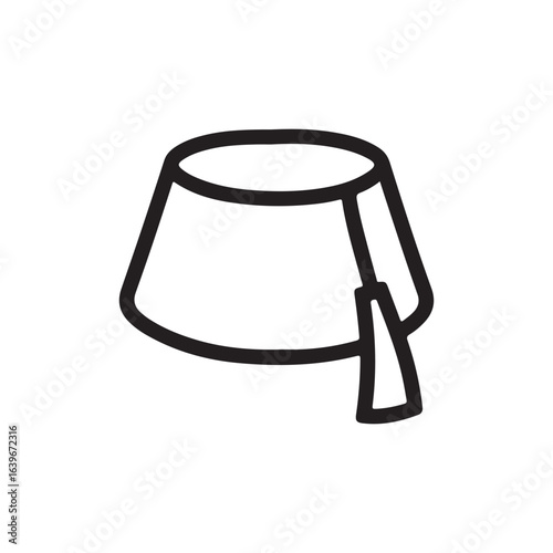 Traditional Fez Hat with a Tassel Line Art Icon