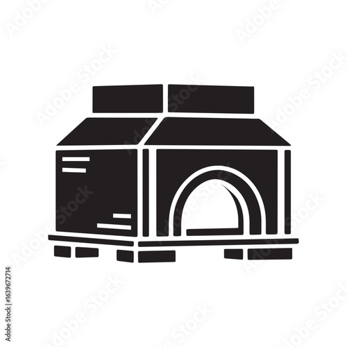 Ceramic Kiln or Brick Oven Black Silhouette - Industrial Pottery Firing Equipment Icon