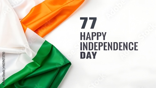 Happy 77th independence day india with national flag