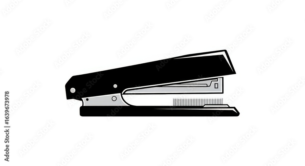 Black office stapler, simple design, isolated on white background. Black office stapler, simple design, isolated on white background.