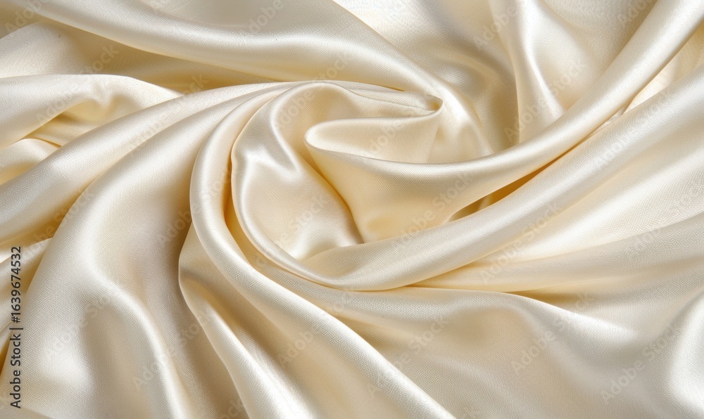 Fototapeta premium Luxurious cream silk fabric with elegant folds texture and soft smooth drape
