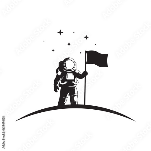 Vector art of astronaut on the moon vector illustration isolated on white background