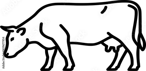 dairy cow engraving black and white outline