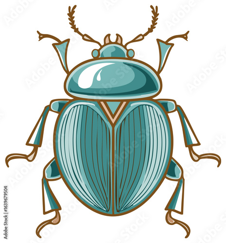 Artistic Turquoise Scarab Beetle Illustration Detailed Design