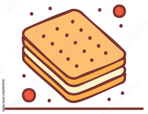 Delicious Cream Filled Crackers Vector Illustration for Dessert Concepts