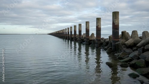 Serene Coastal Breakwater: A Tranquil Seascape
