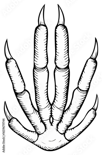 Powerful Creature Clawed Foot Vector Illustration with Sharp Talons