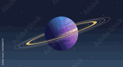 Exploring a cosmic scene saturn in a digital art style space graphic design dark background artistic viewpoint. Vector illustration