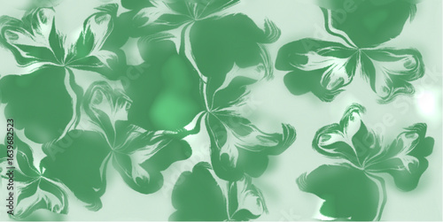 Clover leaf seamless pattern, gouache style botanical background, green nature design