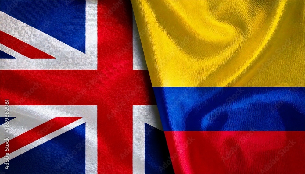 Fototapeta premium イギリスとコロンビアの国旗。(UK flag and Colombia flag)