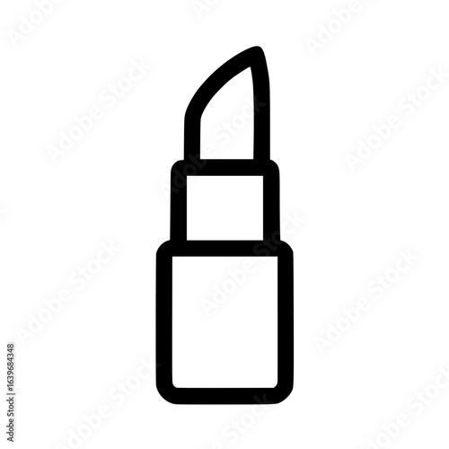 Simple black outline lipstick icon isolated on white
