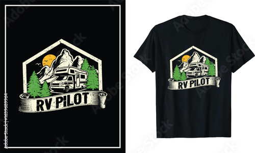 RV Pilot T-Shirt – Retro Camper Van Adventure Road Trip Graphic Tee