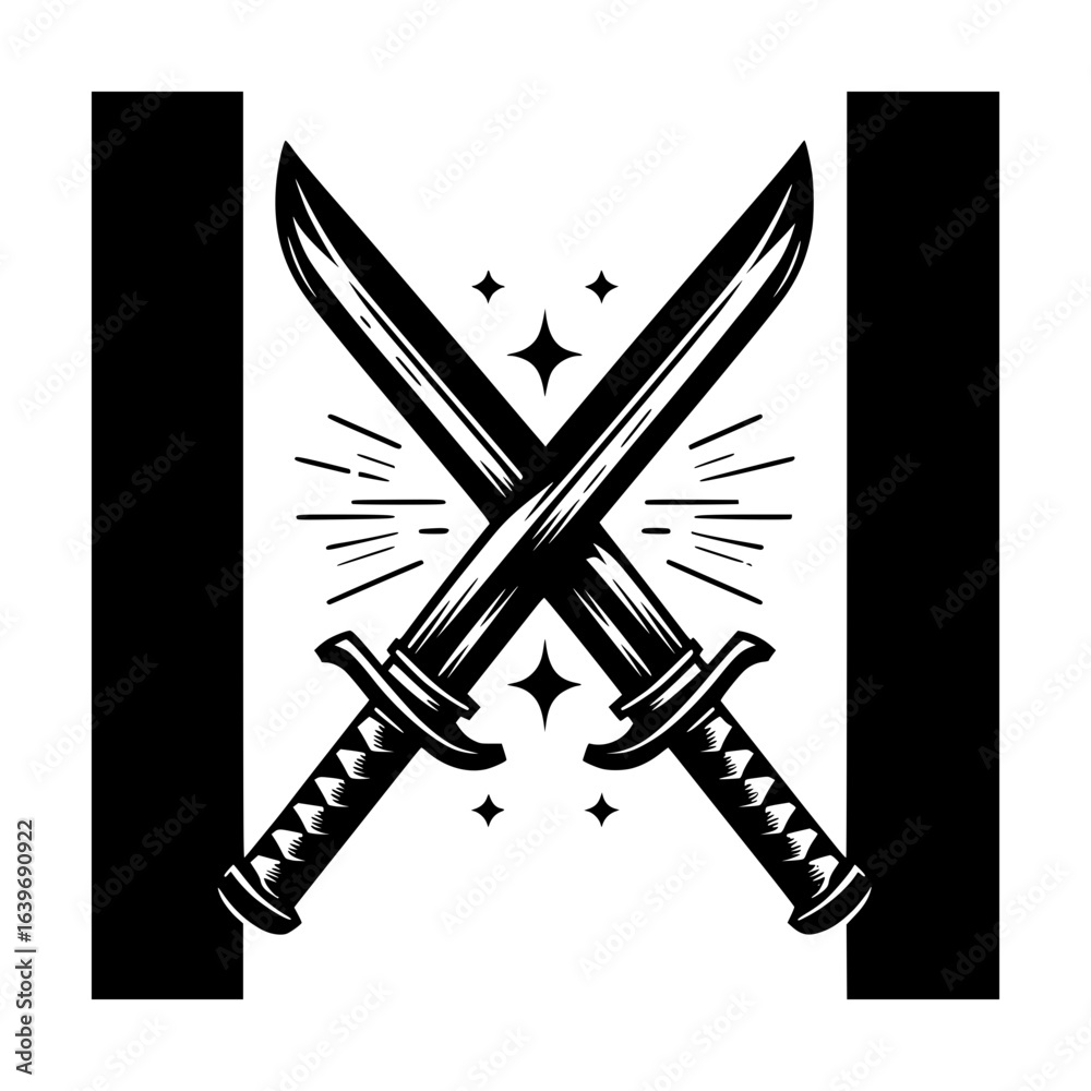 Fototapeta premium Cross sword vector icon