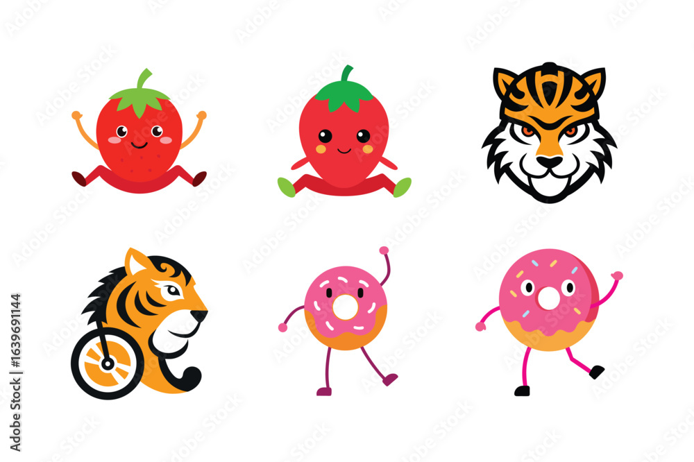 Obraz premium Attractive animal and food fitness lifestyle mascot logo designs for marketing use Color Vector illustration 