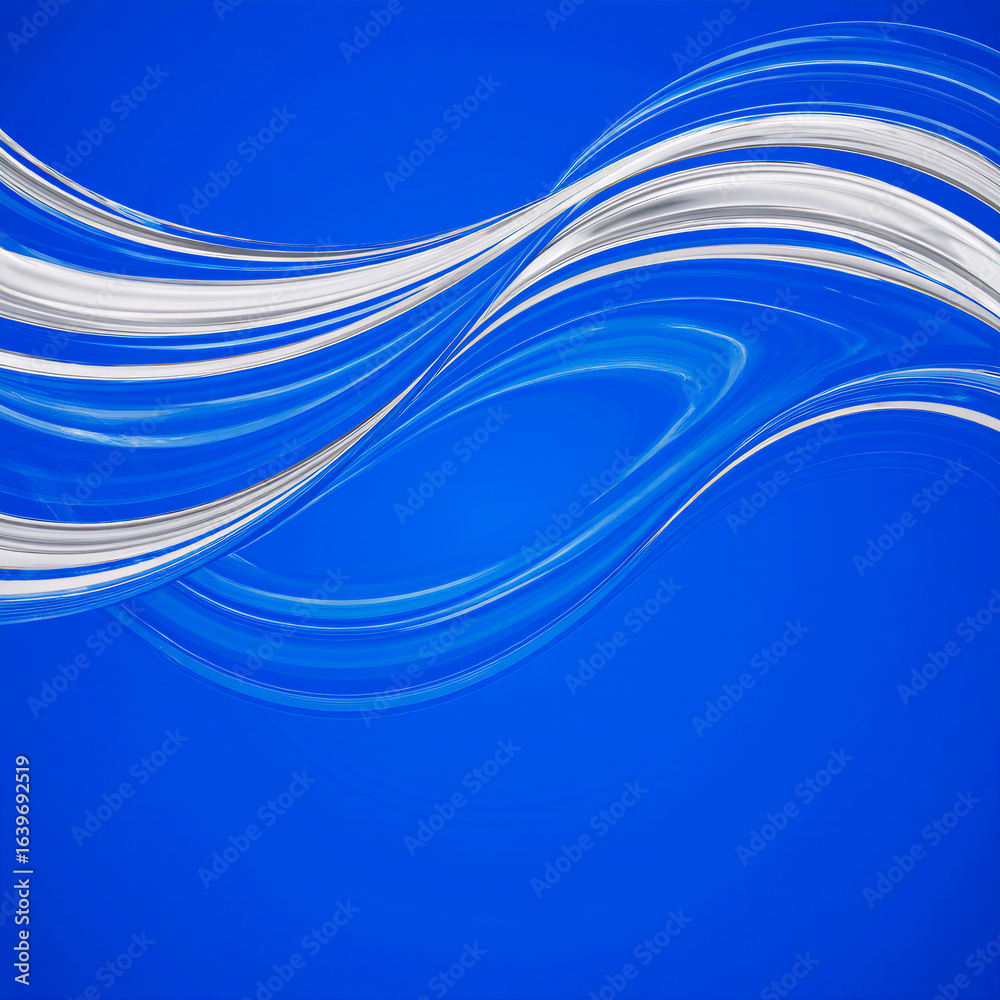 Fototapeta premium Abstract Blue Liquid Waves, Glossy Texture