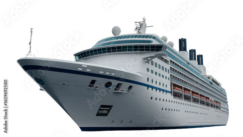 Isolated cruise ship illustration on a white background, a concept for luxury sea travel and holidays.