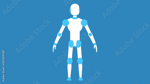 White Humanoid Robot Arm Exoskeleton Blueprint Vector Illustration