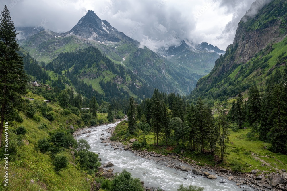 Obraz premium Mountain Stream Valley