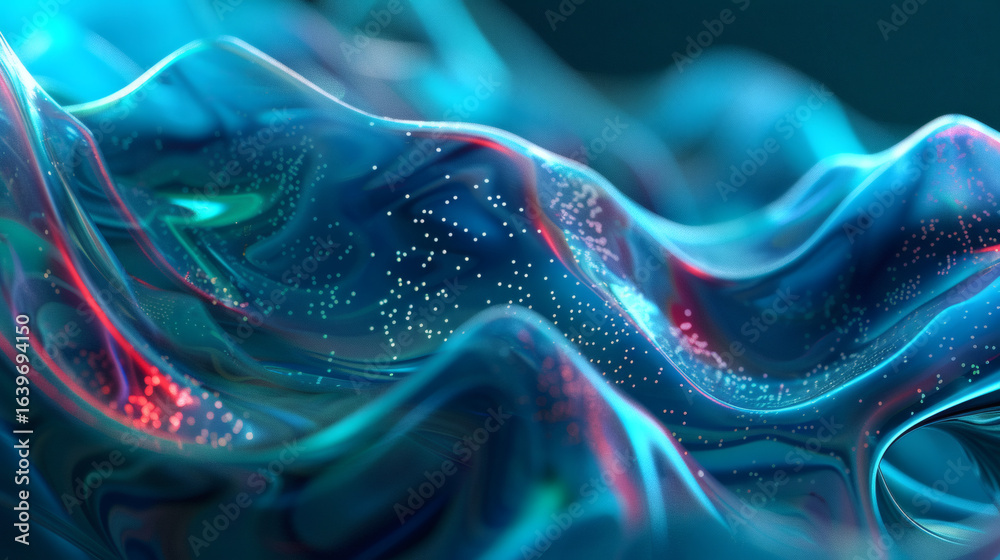 Obraz premium Glowing Bioluminescent Textures Sci-fi Abstract Concept 3d Illustration. 8k UHD Size Render