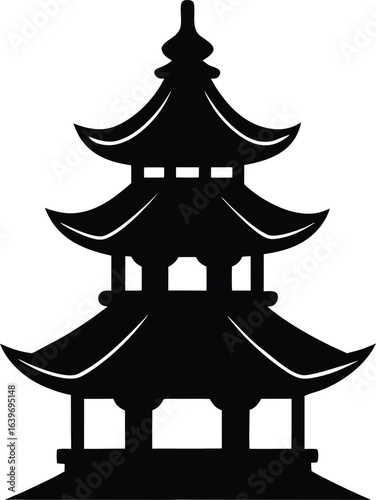 vector illustration of a pagoda on transparent background