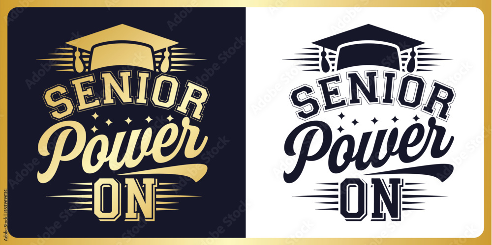 Obraz premium Graduation SVG Cut File Senior Power On, Class of 2026 Year Typography Design with Graduation Cap – Cricut & Silhouette Compatible Vector for Shirts, Mugs & Gifts