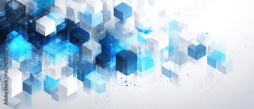 Abstract Geometric Design Background With Blue And White Cubes